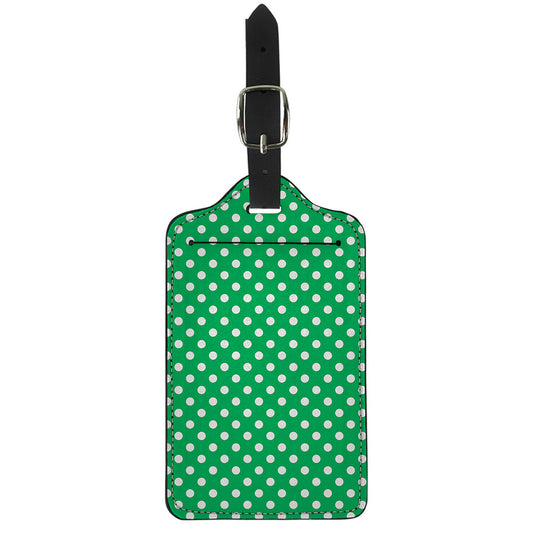 Green And White Polka Dot Pattern Print Luggage Tag