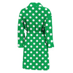 Green And White Polka Dot Pattern Print Men's Bathrobe