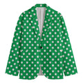 Green And White Polka Dot Pattern Print Men's Blazer