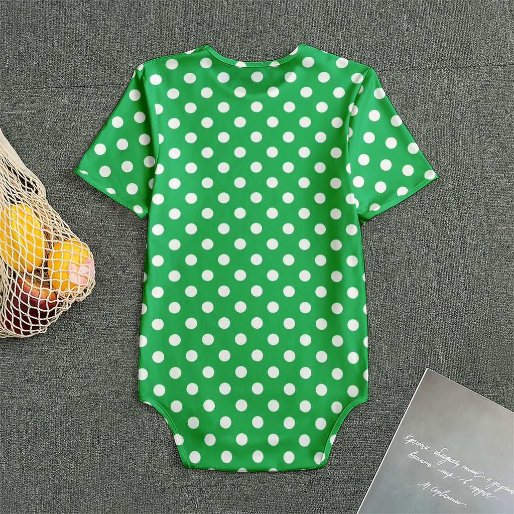 Green And White Polka Dot Pattern Print Men's Bodysuit