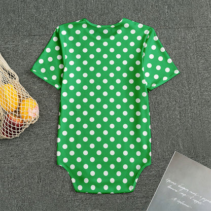 Green And White Polka Dot Pattern Print Men's Bodysuit