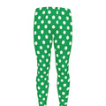 Green And White Polka Dot Pattern Print Men's Leggings