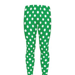 Green And White Polka Dot Pattern Print Men's leggings