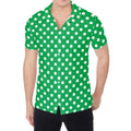 Green And White Polka Dot Pattern Print Men's Shirt