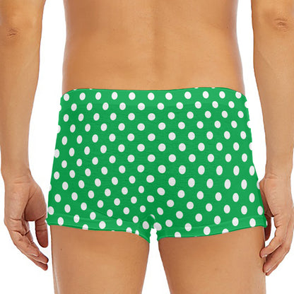 Green And White Polka Dot Pattern Print Men's Short Boxer Briefs