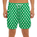 Green And White Polka Dot Pattern Print Men's Split Running Shorts