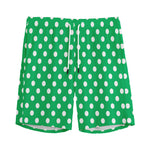 Green And White Polka Dot Pattern Print Men's Sports Shorts