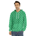Green And White Polka Dot Pattern Print Men's Velvet Pullover Hoodie
