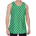 Green And White Polka Dot Pattern Print Men's Velvet Tank Top