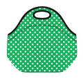 Green And White Polka Dot Pattern Print Neoprene Lunch Bag