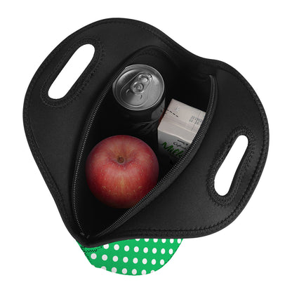 Green And White Polka Dot Pattern Print Neoprene Lunch Bag