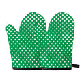 Green And White Polka Dot Pattern Print Oven Mitts