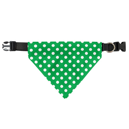 Green And White Polka Dot Pattern Print Over The Collar Dog Bandana