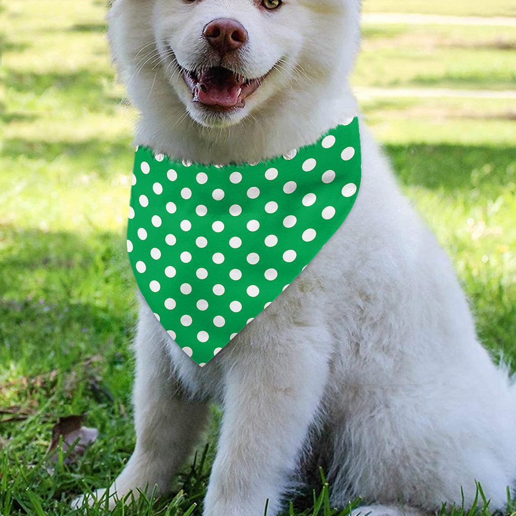 Green And White Polka Dot Pattern Print Over The Collar Dog Bandana