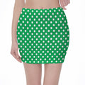Green And White Polka Dot Pattern Print Pencil Mini Skirt