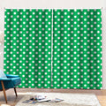 Green And White Polka Dot Pattern Print Pencil Pleat Curtains