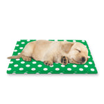Green And White Polka Dot Pattern Print Pet Cooling Mat Cover