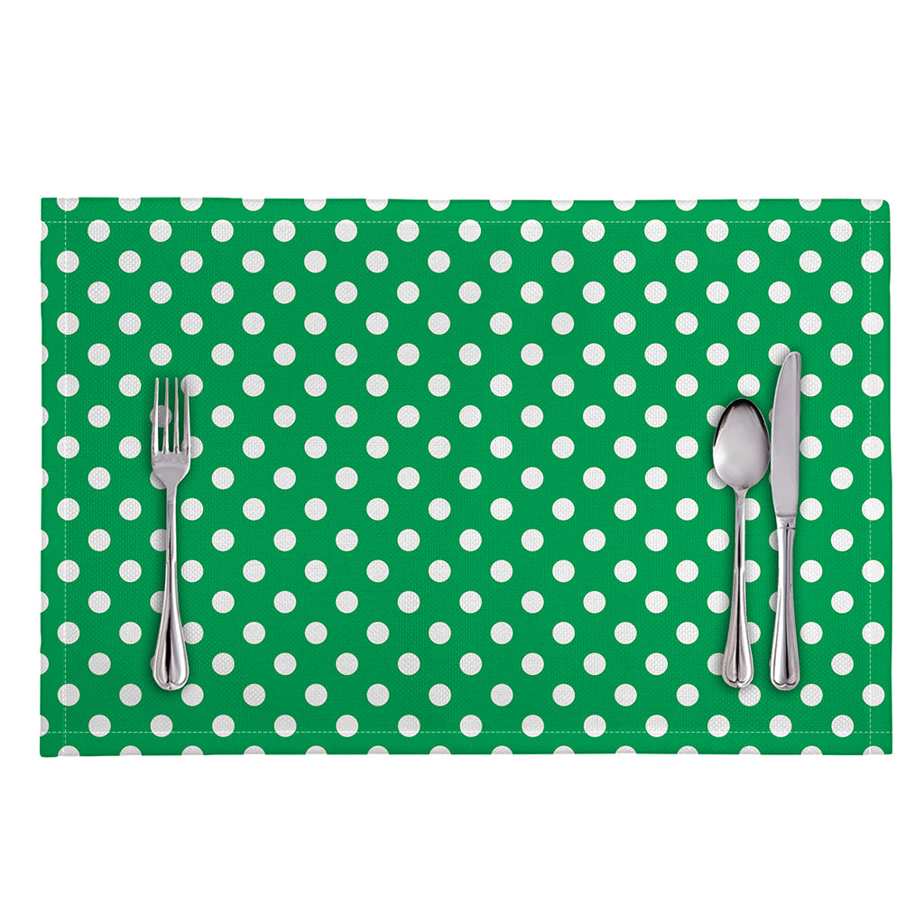 Green And White Polka Dot Pattern Print Placemat