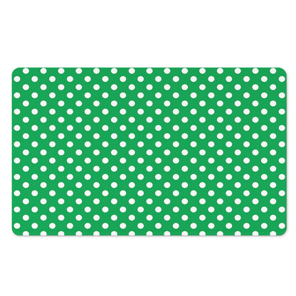 Green And White Polka Dot Pattern Print Polyester Doormat