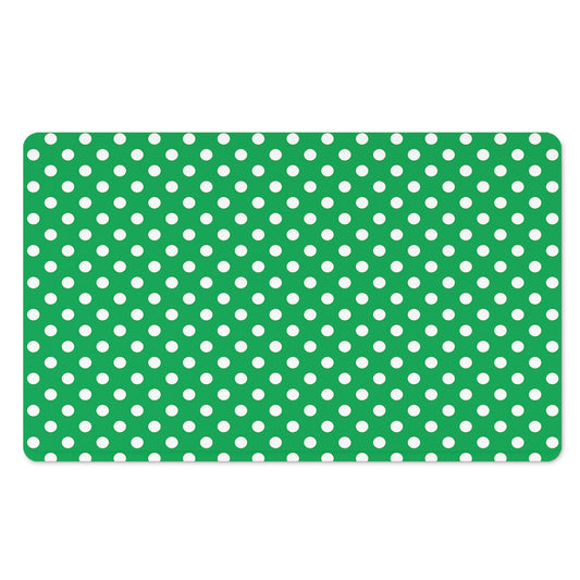 Green And White Polka Dot Pattern Print Polyester Doormat