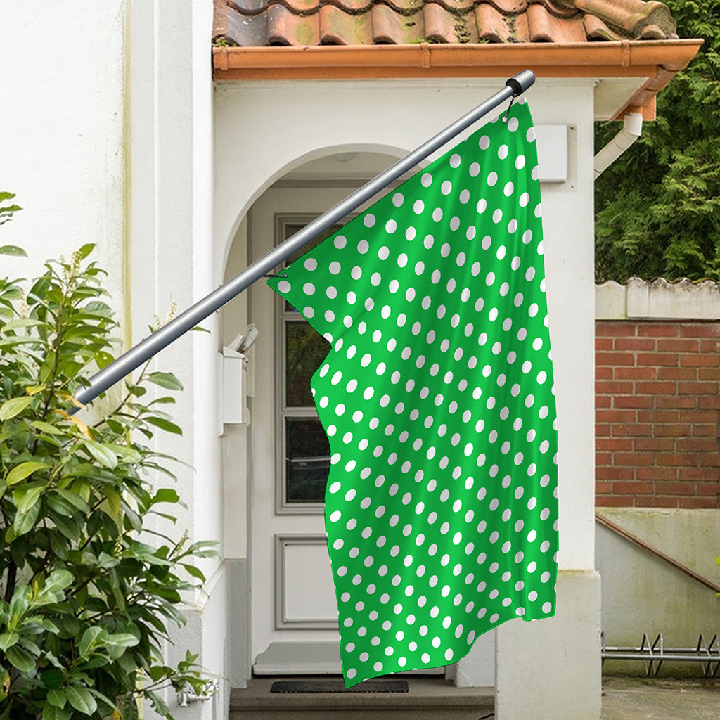 Green And White Polka Dot Pattern Print Polyester Flag