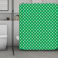 Green And White Polka Dot Pattern Print Polyester Shower Curtain