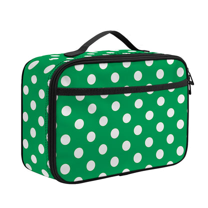 Green And White Polka Dot Pattern Print Portable Lunch Bag