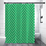 Green And White Polka Dot Pattern Print Premium Shower Curtain
