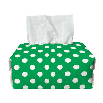 Green And White Polka Dot Pattern Print Rectangle Tissue Box Cover