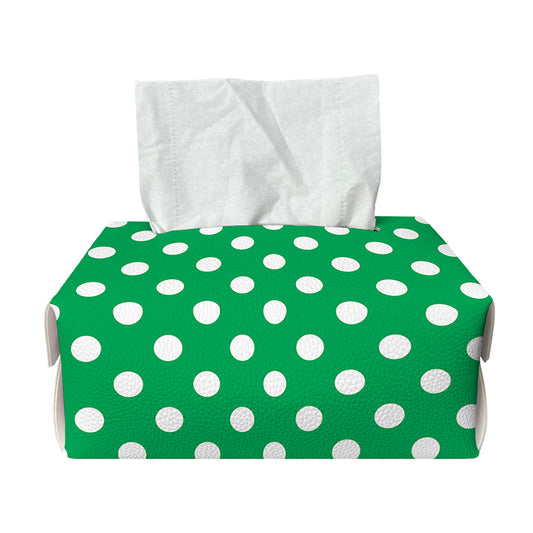 Green And White Polka Dot Pattern Print Rectangle Tissue Box Cover