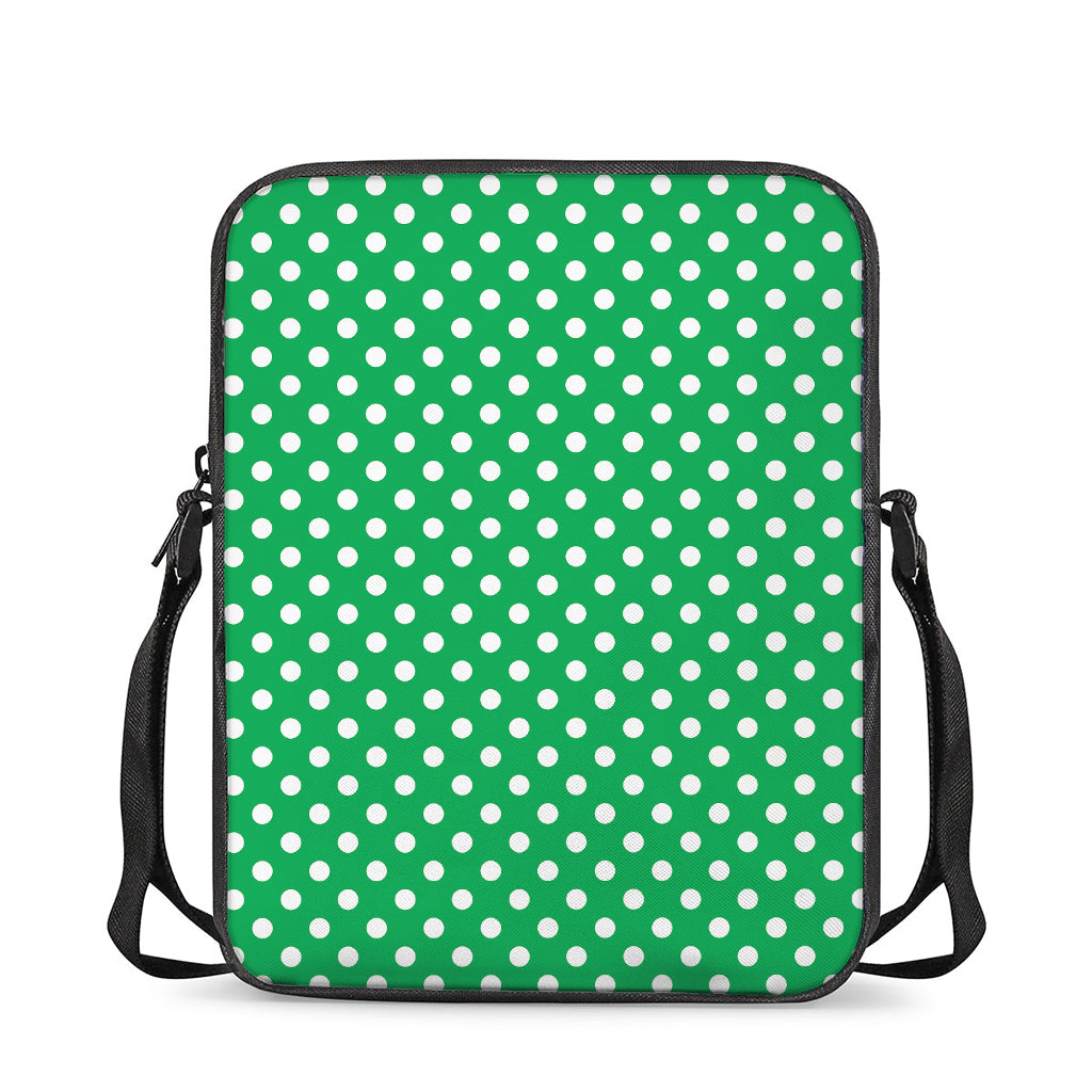 Green And White Polka Dot Pattern Print Rectangular Crossbody Bag