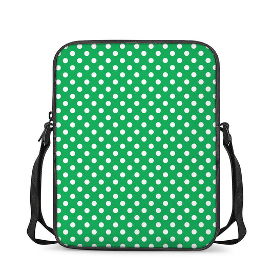Green And White Polka Dot Pattern Print Rectangular Crossbody Bag