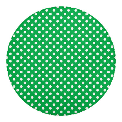 Green And White Polka Dot Pattern Print Round Blanket