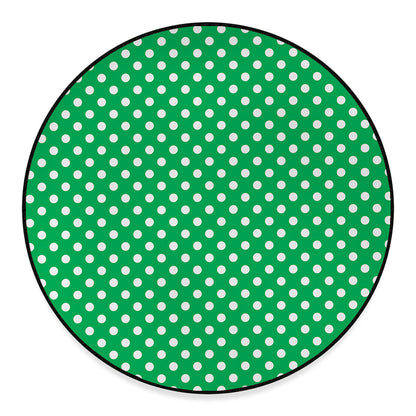 Green And White Polka Dot Pattern Print Round Floor Mat