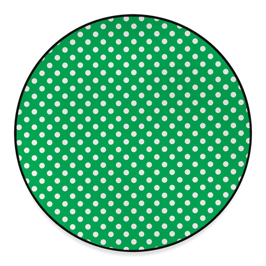 Green And White Polka Dot Pattern Print Round Floor Mat
