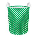 Green And White Polka Dot Pattern Print Round Laundry Basket