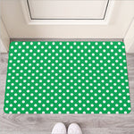Green And White Polka Dot Pattern Print Rubber Doormat