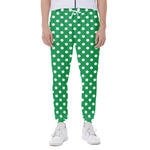 Green And White Polka Dot Pattern Print Scuba Joggers