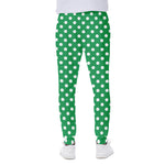 Green And White Polka Dot Pattern Print Scuba Joggers