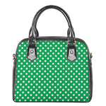 Green And White Polka Dot Pattern Print Shoulder Handbag