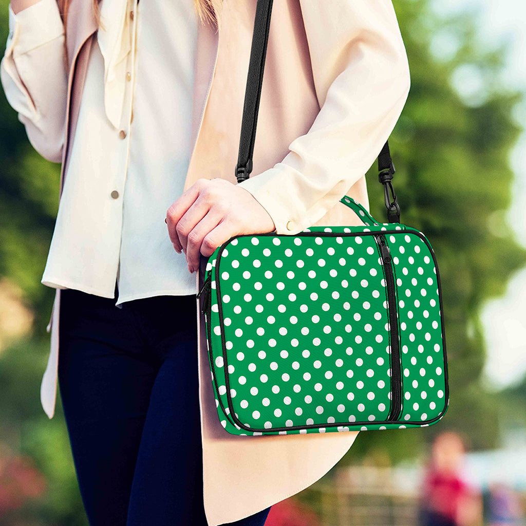 Green And White Polka Dot Pattern Print Shoulder Strap Bible Bag