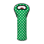 Green And White Polka Dot Pattern Print Single Neoprene Wine Tote
