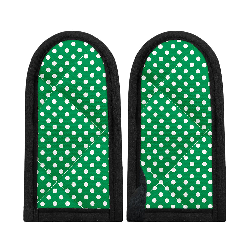 Green And White Polka Dot Pattern Print Skillet Handle Cover