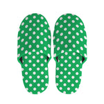 Green And White Polka Dot Pattern Print Slippers