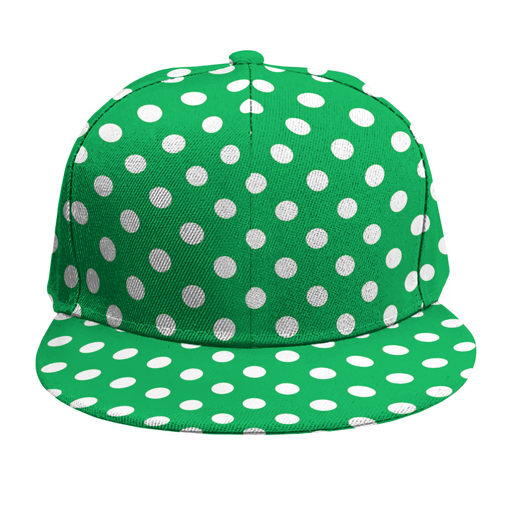 Green And White Polka Dot Pattern Print Snapback Cap