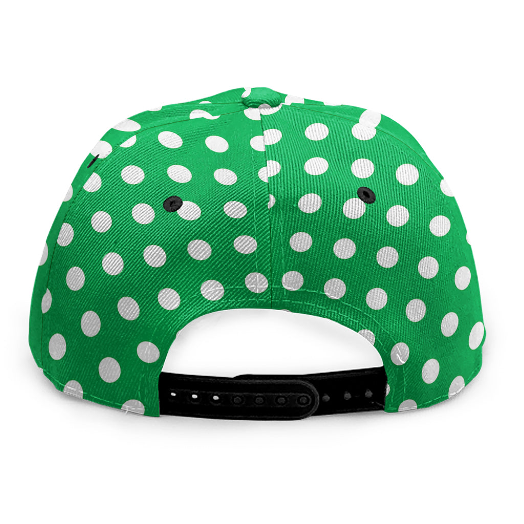 Green And White Polka Dot Pattern Print Snapback Cap