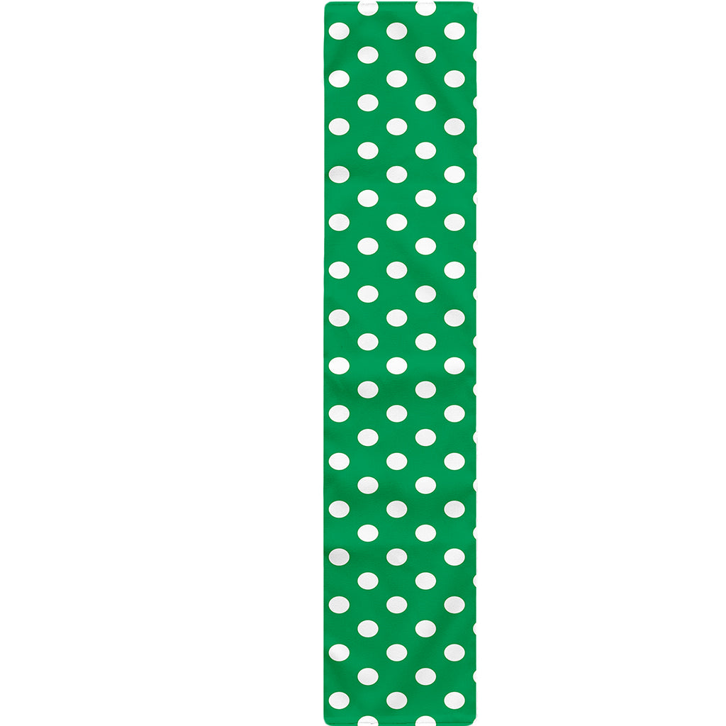 Green And White Polka Dot Pattern Print Table Runner