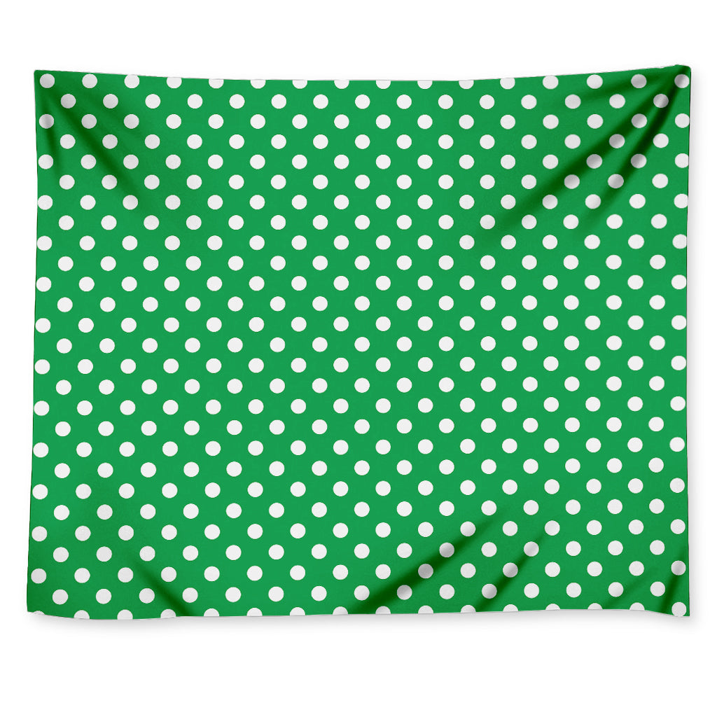 Green And White Polka Dot Pattern Print Tapestry
