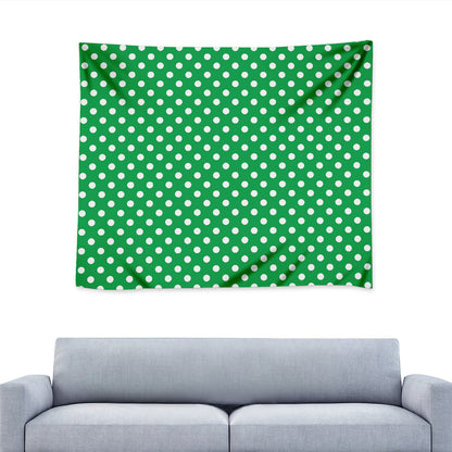 Green And White Polka Dot Pattern Print Tapestry