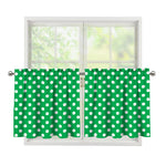 Green And White Polka Dot Pattern Print Tier Curtains
